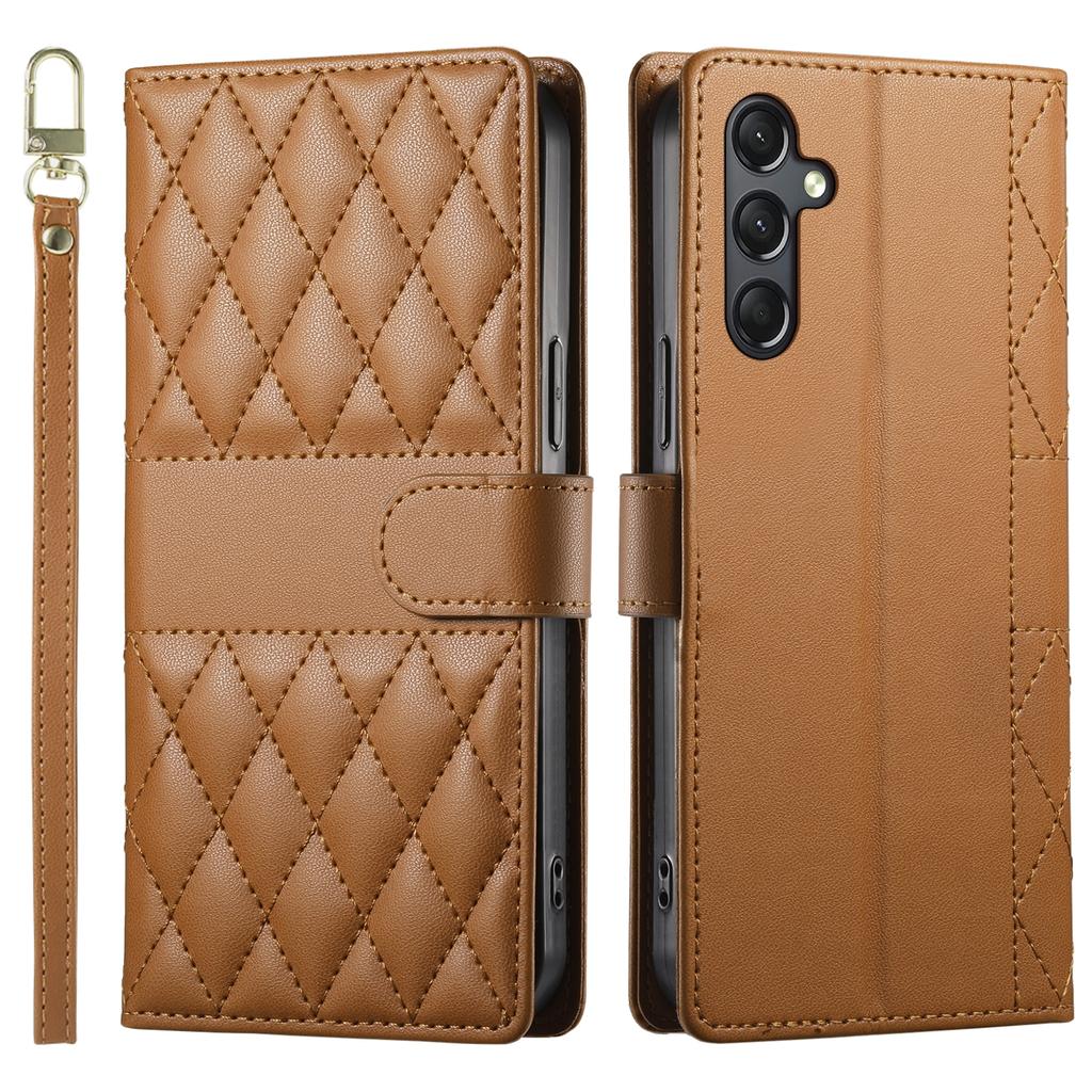 Pro Samsung Galaxy A24 4G (162,1 x 77,6 x 8,3 mm) Pouzdro Prošívané kosočtvercovým vzorem Peněženka Stojánek Kožený kryt na telefon s dlouhým/krátkým popruhem