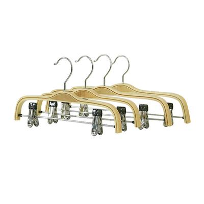 5 PCS Wooden Trousers Hanger for Adults Pants and Skirt Bottom Wood Hanger with Metal Pegs Adjustable Sizes Clothes Hanger