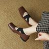 Factory straight pig nose shoes women's 2025 spring new full leather inside and out retro style ballet shoes secret