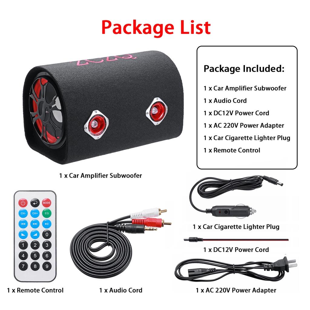 480W 10Inches 12V/24V Car Audio Active Subwoofer Bass Tube LED Bluetooth Speaker Box HiFi Home Car Amplifier Speakers Bass