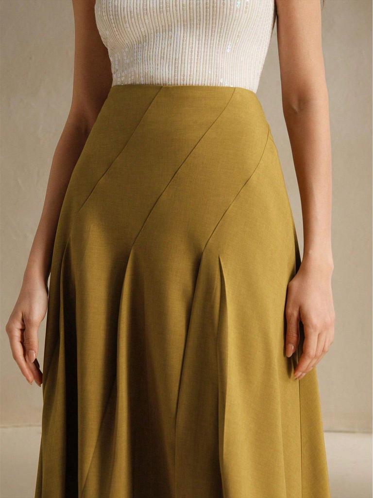 Asymmetrical Pleated Elegant Women's Hip-Hugging Skirt - Europe 2025 Fashion