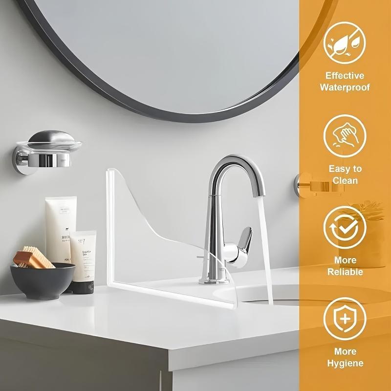 2pcs Clear Splash Guards - Heavy-Duty Transparent Bath Tub and Sink Splash Guards with Curved Design, Anti-Splash Barrier for Shower, Bathroom Sink