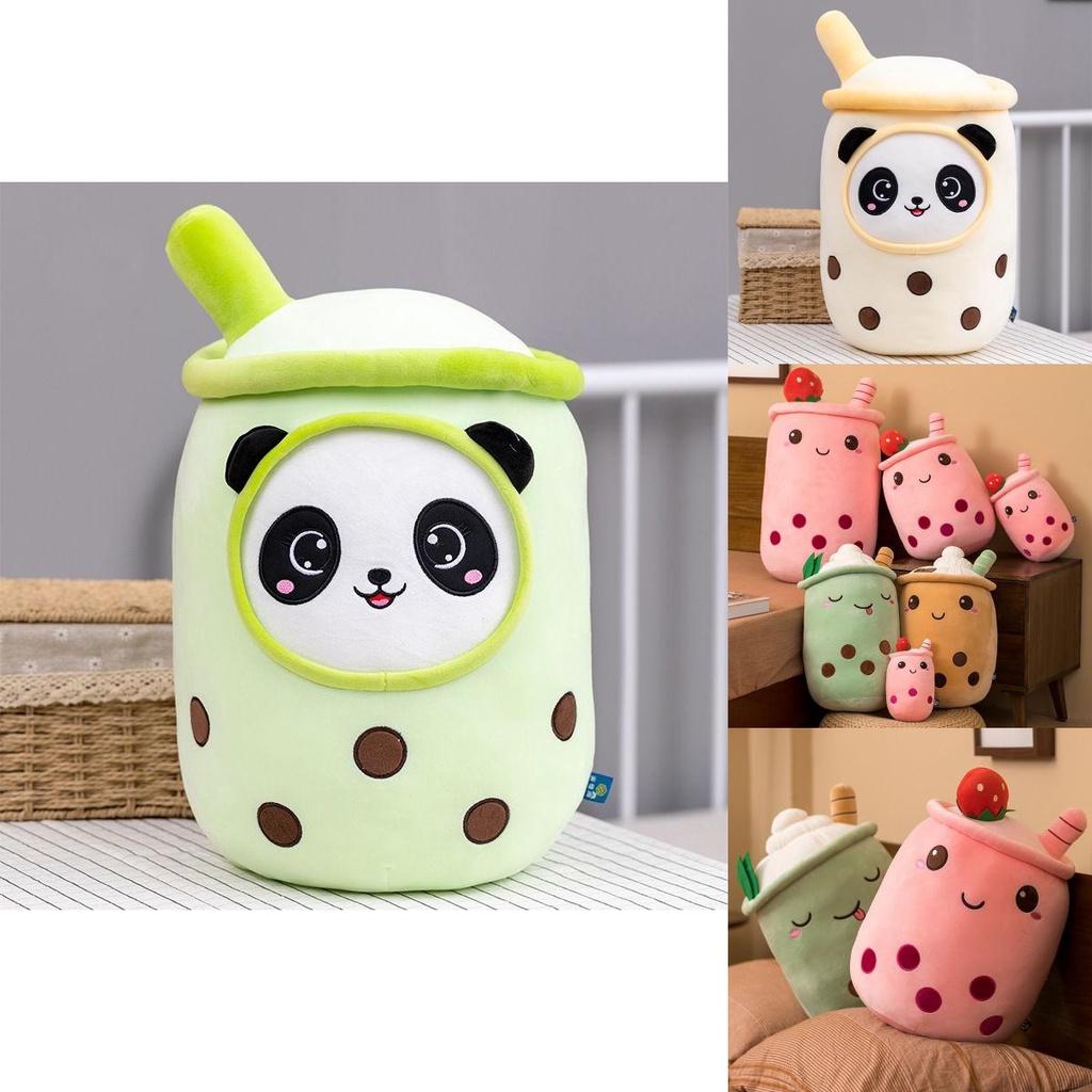 Cute Pearl Milk Tea Pillow With Panda Design Soft And Cuddly Perfect For Anniversary Gift 9.05in-27.55in