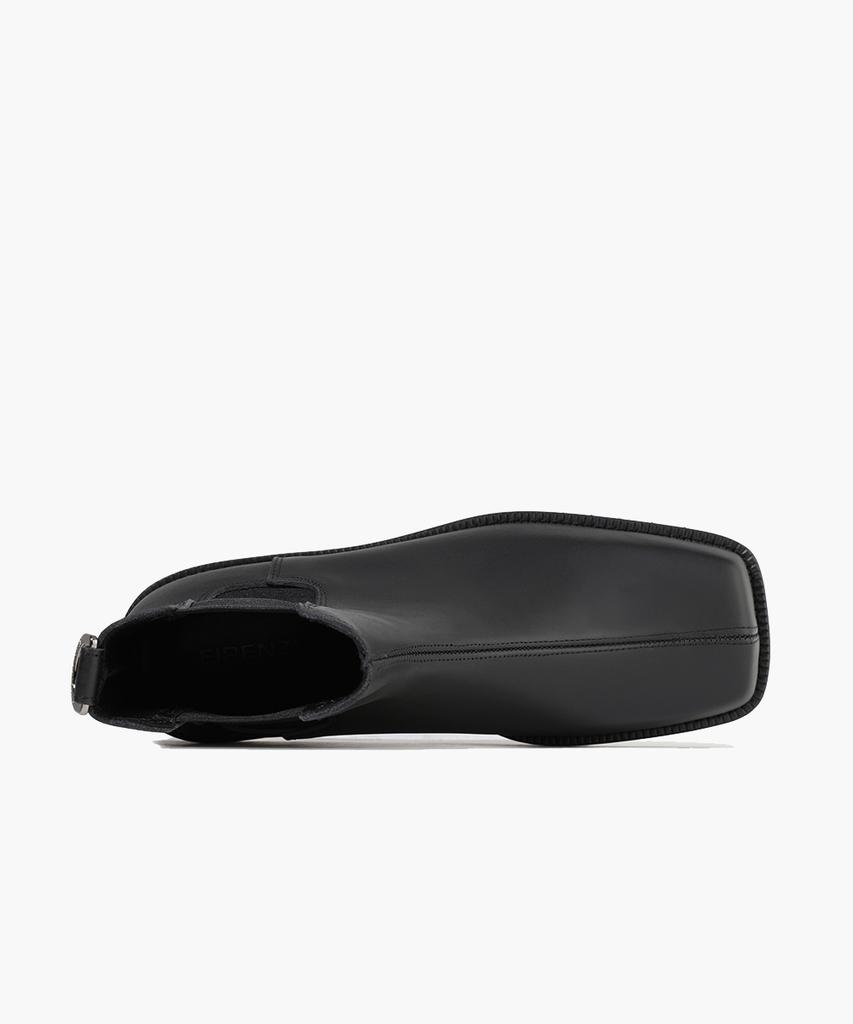 Firenze Atelier [Vibram] Center Cut Oil Pull-Up Square Toe Chelsea 5706-Oil [Matt Black]