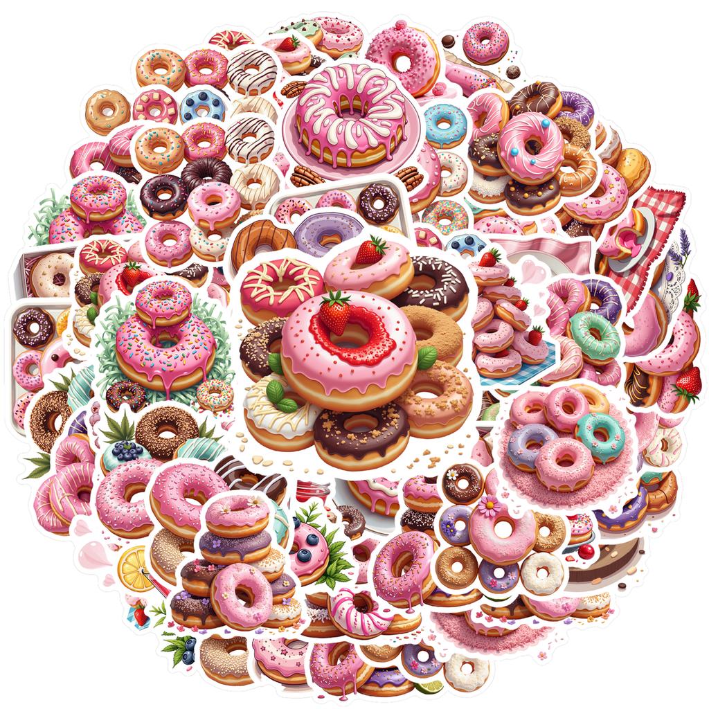 35-100pcs Sweet Donut Stickers Cute Stickers Aesthetic Kawaii Diy Travel Luggage Fridge Decal Graffiti Sticker