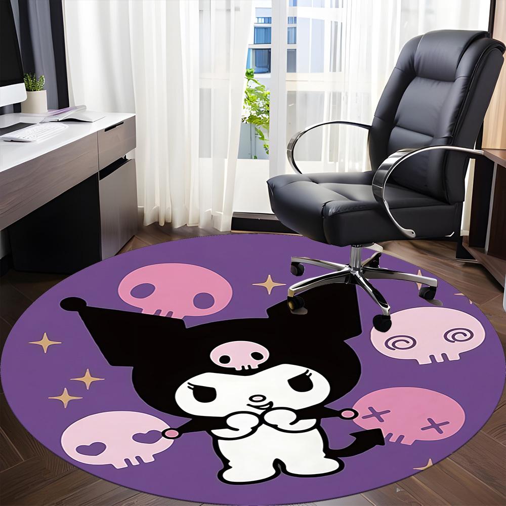 1pc Kuromi, Sanrio Carpet, Round Non-Slip Durable Large Size Office Carpet, Suitable for Office,yy250908004