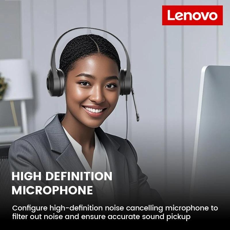 Lenovo E01 Wired Gaming Headphone W/ Rotatable HD Microphone Control Switch Learning Office Earphone Stereo Operator Headset for Online Class