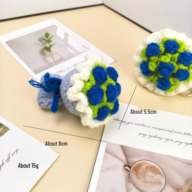 Kreativer DIY Häkelrose Blume Schlüsselanhänger Plüschtier Zubehör