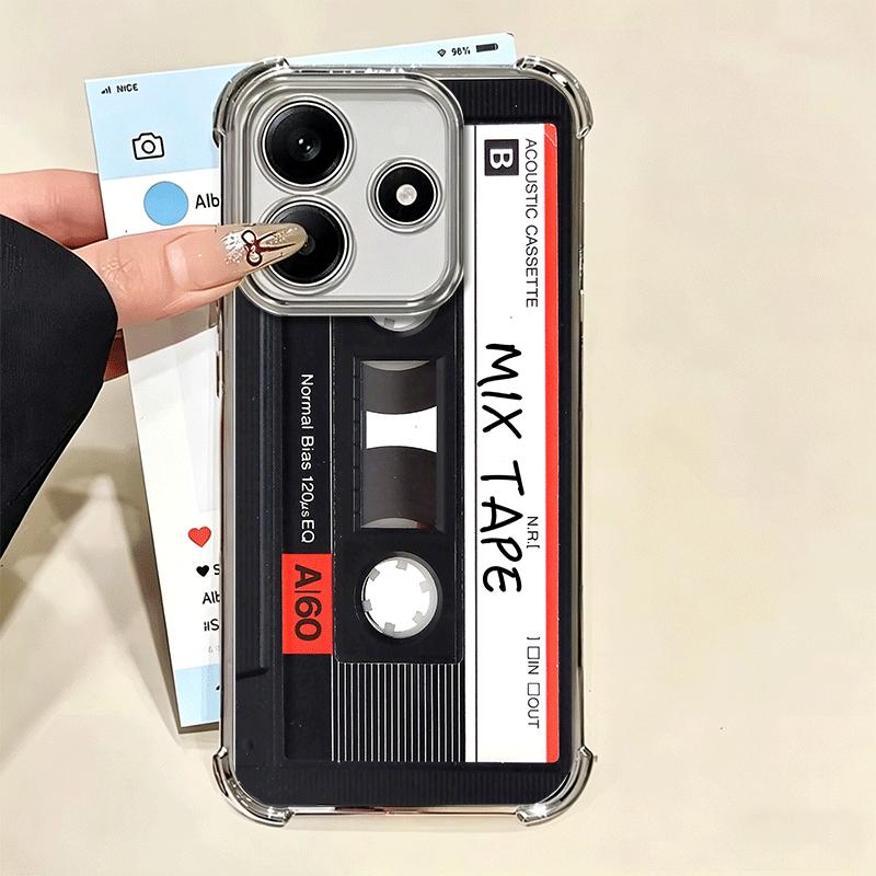 Vintage 90S Cassette Tape Pattern Soft Phone Case For Xiaomi Redmi Note 14 15 Pro Plus 13 12 11S 11T 5G 10 9S 9 Plating Anti-Fal