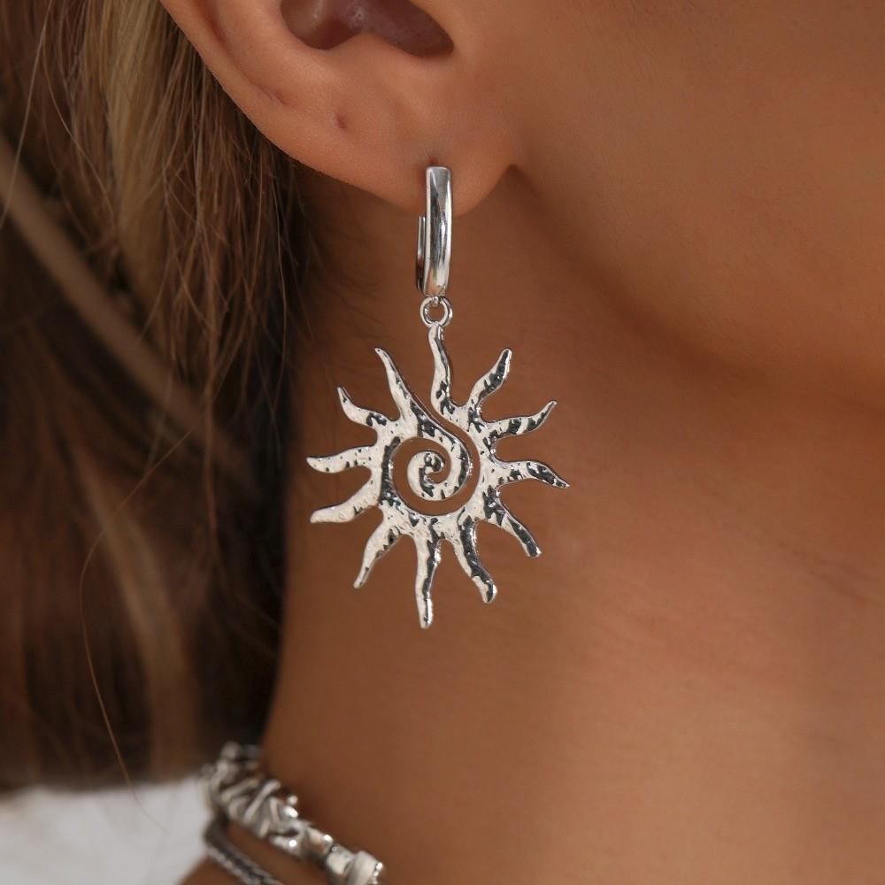 Beading Sunflower Pendant Necklace Irregular Earrings Fashion Necklace for Women Party Wear