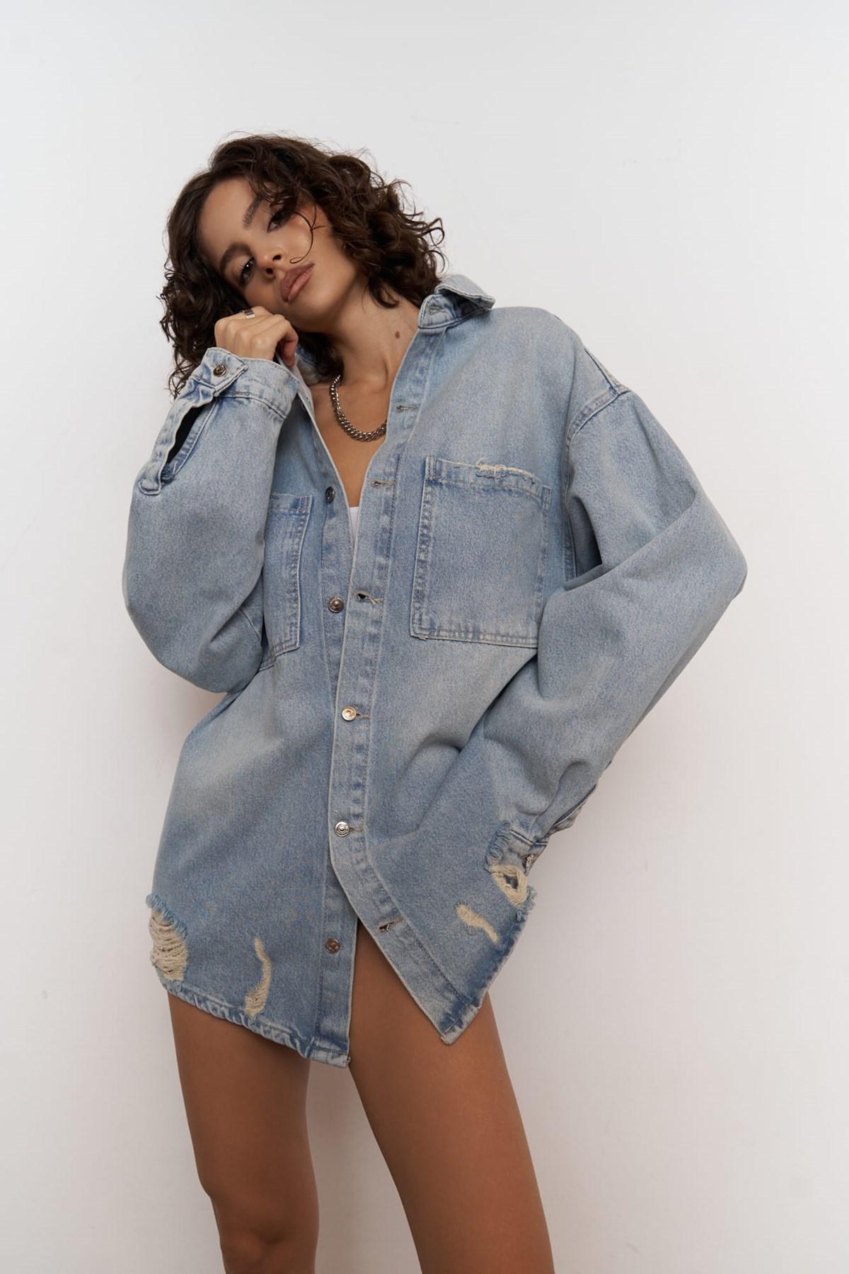

Синяя джинсовая куртка унисекс Astra Oversize S синий