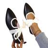 Autumn New Pointed Mary Jane Shoes Women's Shallow Single Shoes Bow Thick Heel Black Soft Leather Shoes