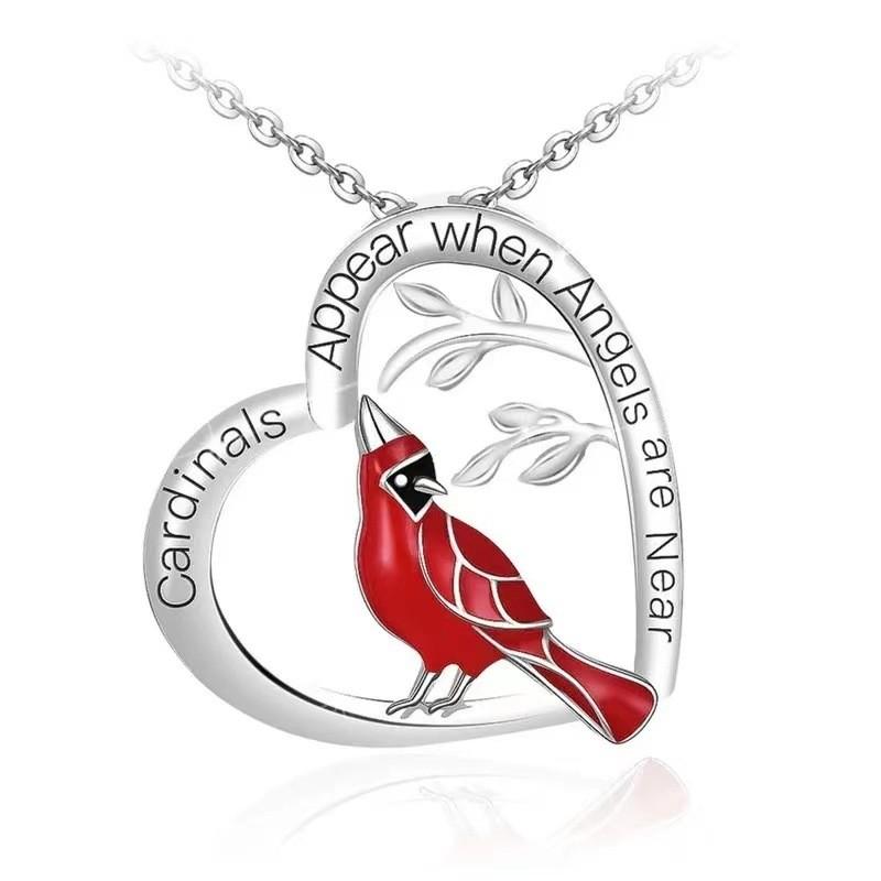 Designed Heart Beautifully Bird Pendant Necklace With Distinctive Letter Engraving For Fashion Unisex