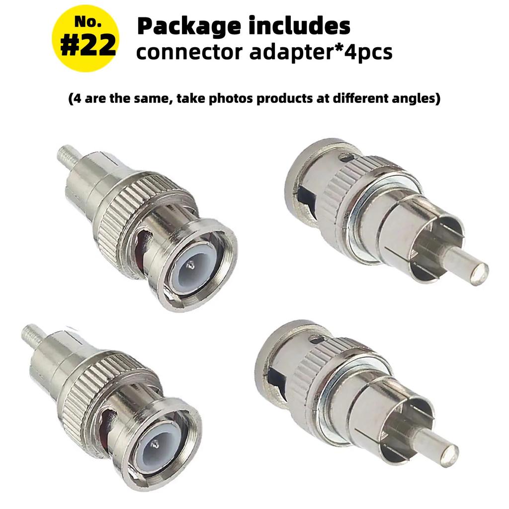 4 Pcs BNC Adapter Connector Coax Solderless RCA Q9 HD Video Plug for CCTV Camera Monitoring Radio Antenna and Video Application