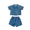 Summer Baby Denim Short Sleeve Pocket Top And Shorts Set For Boys And Girls 2 Piece Outfit