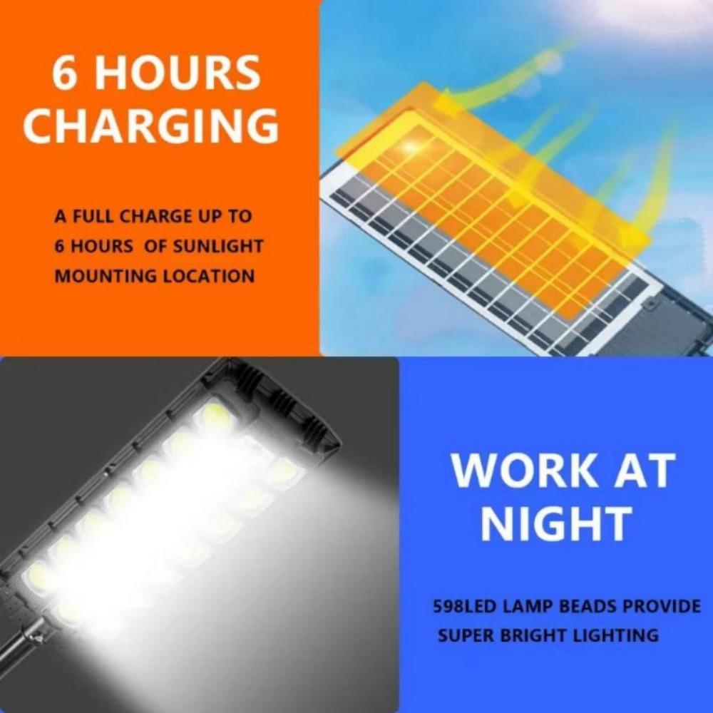 New LED Strong Light Street Light Three Row COB Solar Lights Balcony Induction Light Garage Remote Control Light Outdoor Courtyard Garden Lighting
