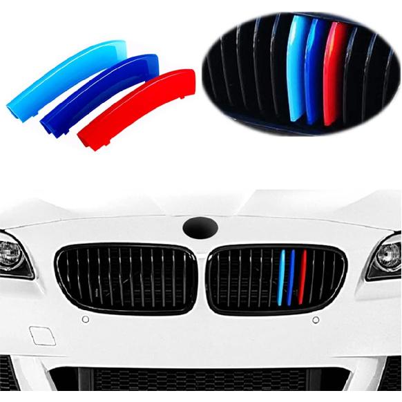 Tricolored Grille ert Trims Compatible With BMW 2010-2016 F10 F11 5 Series 528i 535i 550i with Standard Center Chrome Kidney Grill (10 Beams), NOT