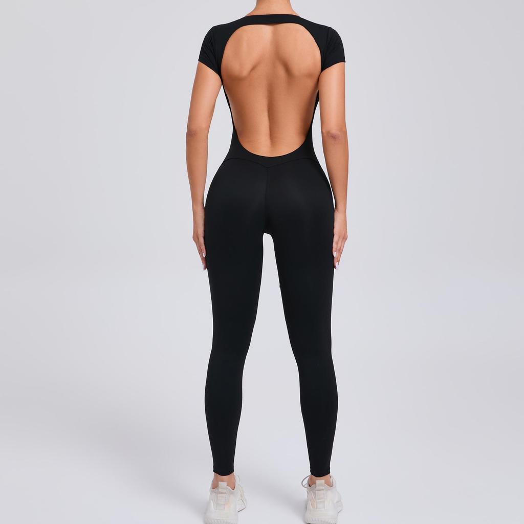 Women's European-American Hollow Back Peach Hip-Lifting Jumpsuit: Outdoor Casual Yoga & Fitness Wear