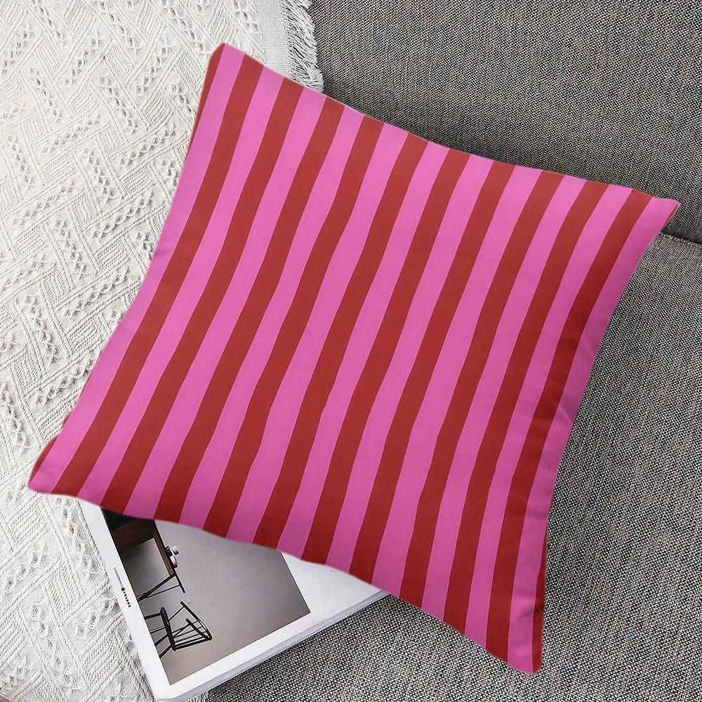 Rosa & Röda Randiga fyrkantiga Jacquard Kuddfodral för Soffa Kontor Midjekudde Fodral Heminredning Kuddfodral
