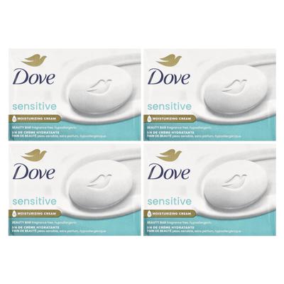Beauty Bar Soap, Sensitive Skin, Fragrance Free, 4 Bars, 106G (3.75Oz) Each