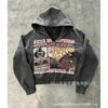 2026 Retro Print Zip-Up Hoodie Unisex Streetwear Oversized Casual Sweatshirt Teens Adults