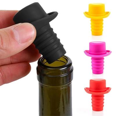Silicone Bottle Stopper Bottle Cap Wine Cork Wine Pourer Stopper Silicone Bottle Cap Cute Top Hat Preservation Gel Cork Strip