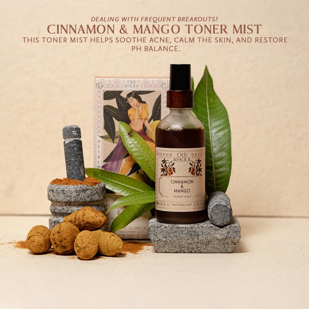 Old School Rituals Cinnamon & Mango Toner Mist | Face Toner for Acne-Prone Skin, Hydration & Pores Tightening | Balancing Skin Care Spray for Oily