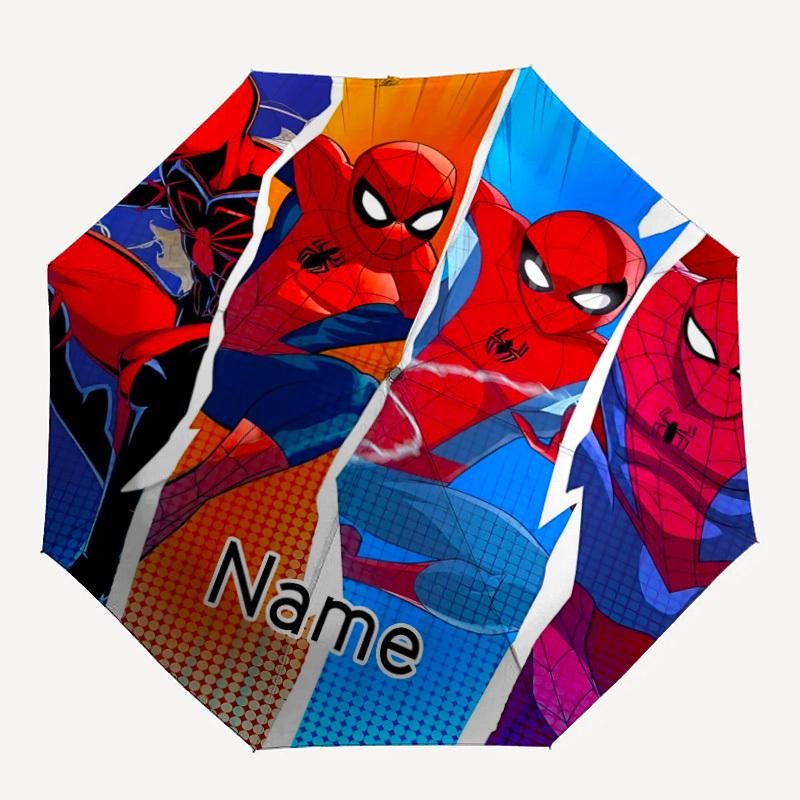 

1pc Spider-Man Custom Name Automatic Folding Umbrella - Compact 8-Rib Design, Durable Plastic & Iron, Daily Use 010