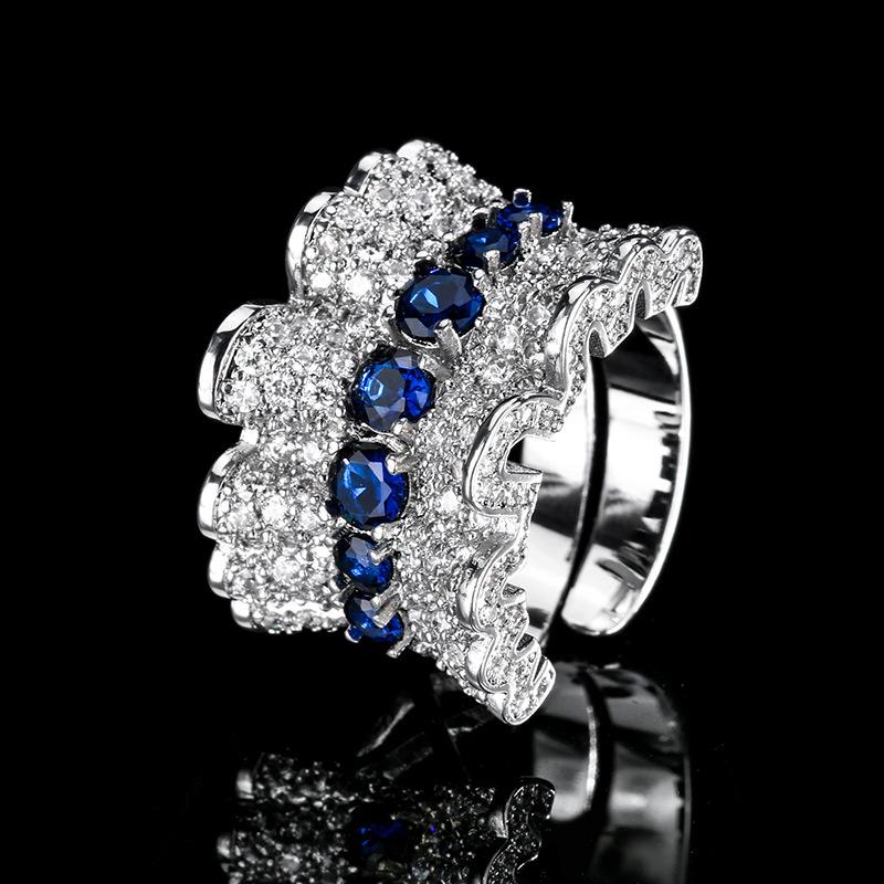 

Jewelry Copper Bottom Gold-Plated Simulation Red Corundum Ring Retro Style Pleated Skirt Diamond Row Ring