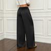 Women's High Waist Wide Leg Pants Loose Fit Casual Trousers Lightweight Flowing Fabric Elastic Waistband with Drawstring