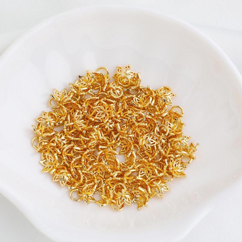 Позолоченная 14K стойкая к выцветанию жемчужная основа-цветок с полостью для DIY бусин и аксессуаров 14K Gold 9mm Hollow Flower Setting - Pack of 1