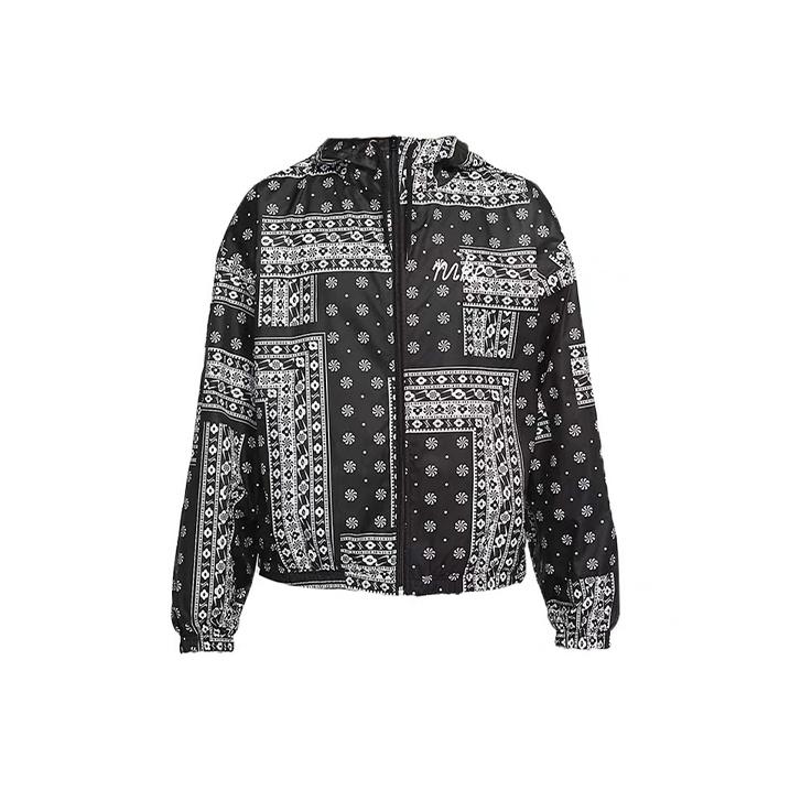 Nike Totem Print Paisley Woven Hooded Jacket Women Jacket Black CU5893-010