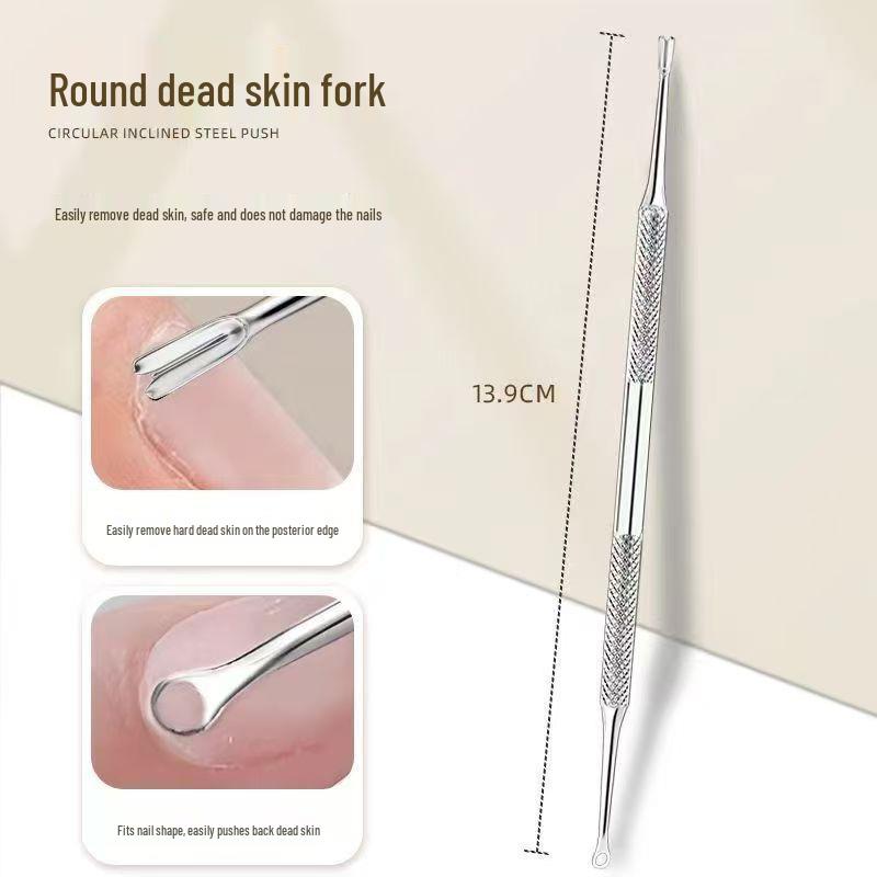 

Stainless Steel Cuticle Pusher & Shaver Set with Orange Wood Stick 2025 New Model