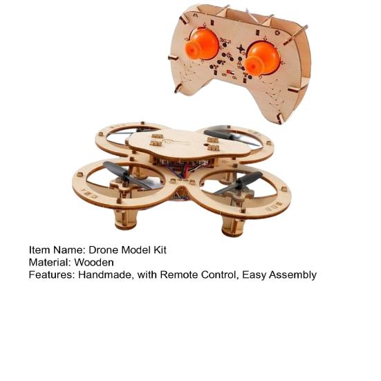 Дерев'яна модель-пазл Дрон Ручна збірка Набір для будівництва Дитячий Дрон з пультом керування Набір DIY Дорослий Міні RC