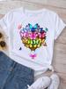 New Butterflies Balloons Print T-Shirt Fashion Harajuku White Graphic Tees Casual Short Sleeve Lady Y2k Tops Women's Clothing