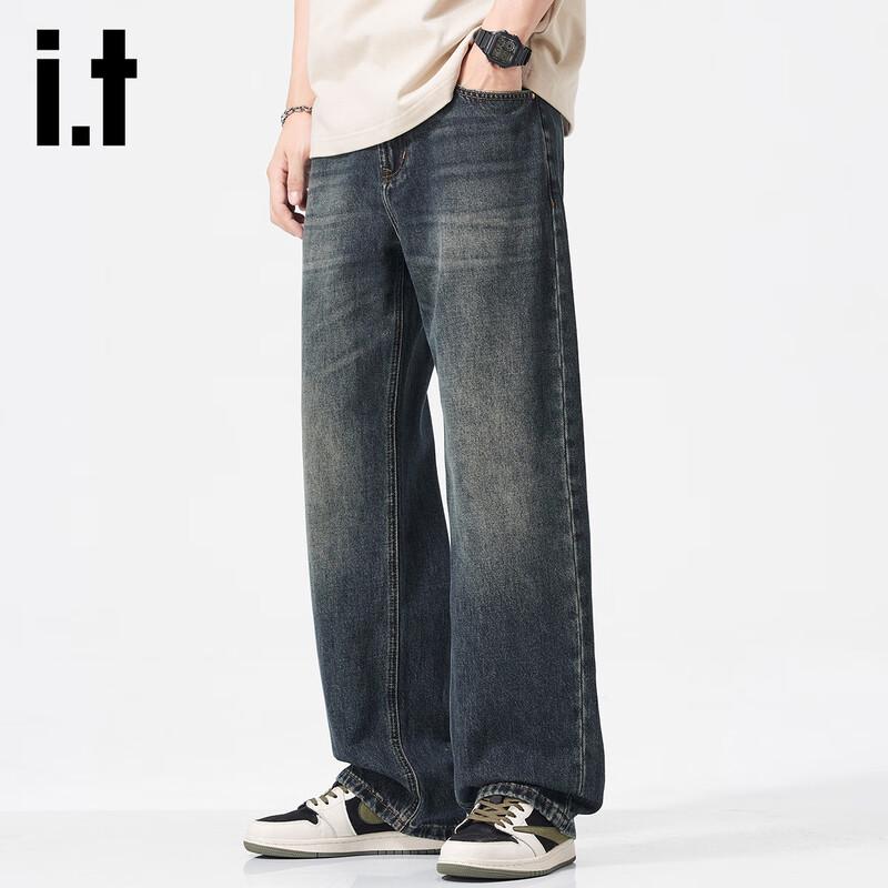 Izzue It Men's Loose Fit High Street Retro Denim Jeans