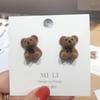 Boucles d'oreilles à tige en forme de lapin en peluche pour femmes, nouveau design, mignon, mode coréenne, marron, animal, ours, bijoux, cadeau de fête pour filles