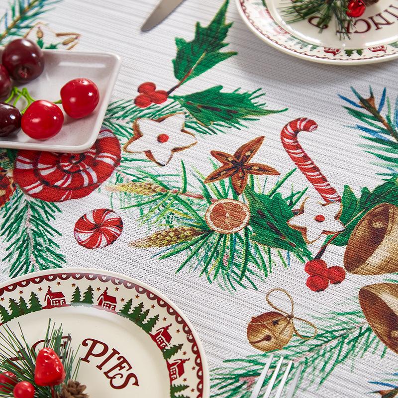 Christmas Bell Print Tablecloth Fashion American Style Holiday Table Cover Elegant Home Festival Party Decoration Table Cloth