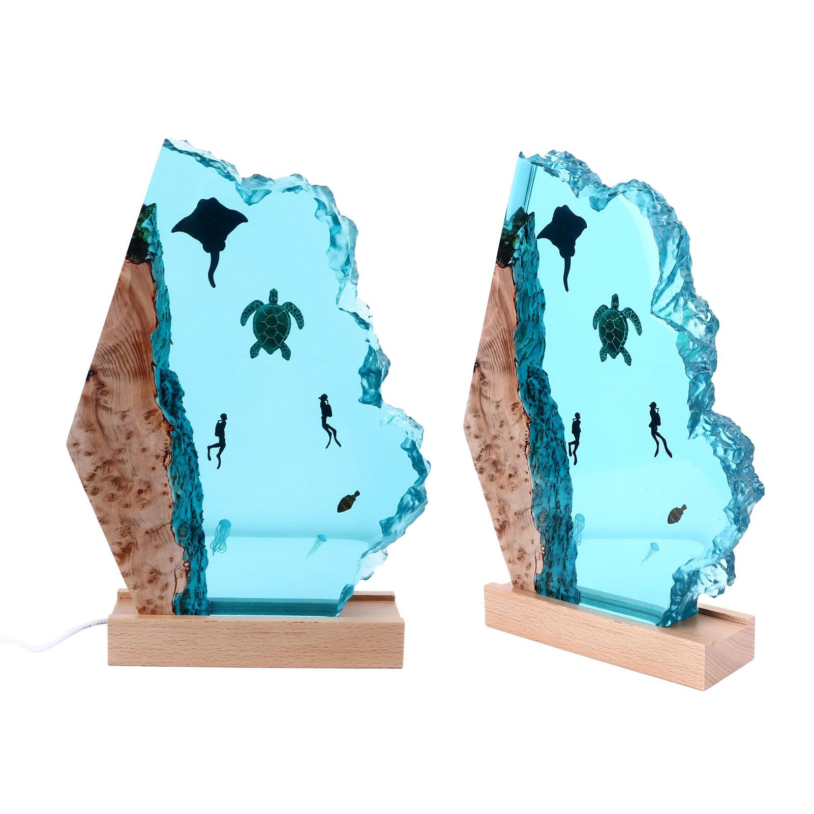 

8inch Divers Lamp Solid Wood Resin Unique Detachable LED 5V Ocean Light Lamp for Decoration Gift