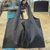 1pc Large Capacity Durable Oxford Cloth Shopping Bag Foldable Black Rectangular Tote Groceries Camping Picnic Outdoor Enthusiast