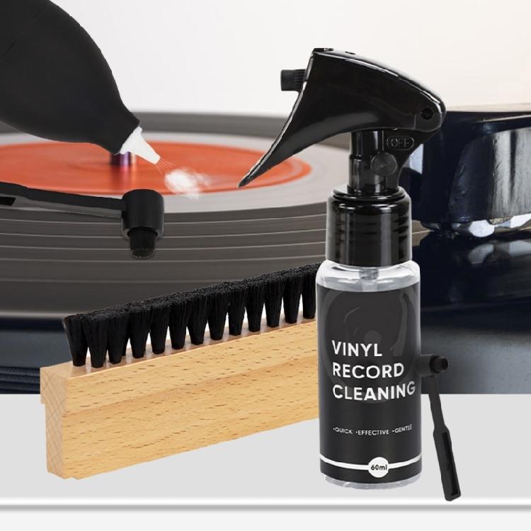 Portable 7 in 1 Vinyls Cleaning Set with Microfibers Velvet Brushes Air Blower 60ml Detergent for Optimals Record Care