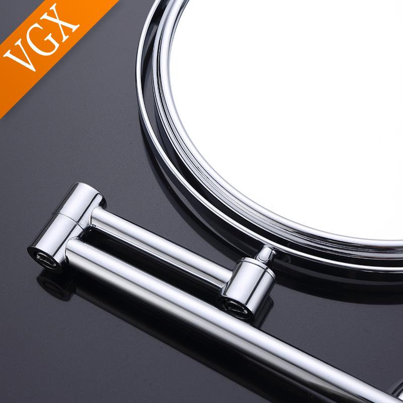 VGX Two Sided Vanity Makeup Mirror Bathroom Wall Mounted Folding Mirror 3x Magnifying Makeup Shaving Vanity Mirror Gold Chrome