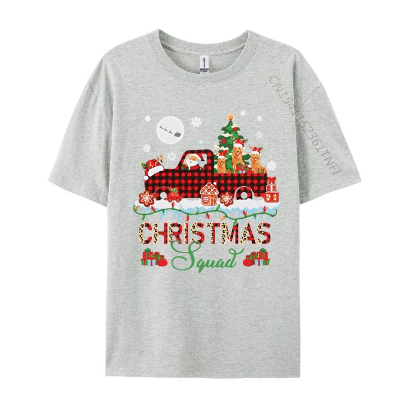 Cotton Unisex Christmas Squad Santa Three Golden Retro Tshirt Top Tshirts Oversized Casual Grahpic Tee Shirt
