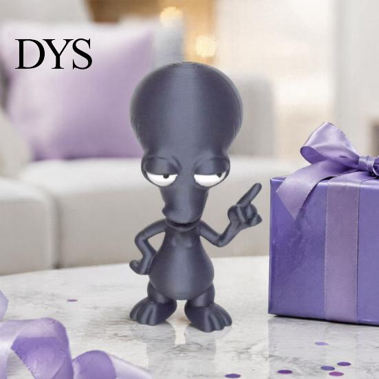 3D Printed Statue Alien Ornament, Funny Figurine, Collectible Big Head Gift for Sci-fi Fans Desk Shelf Decor, Lovers PLA Plastic