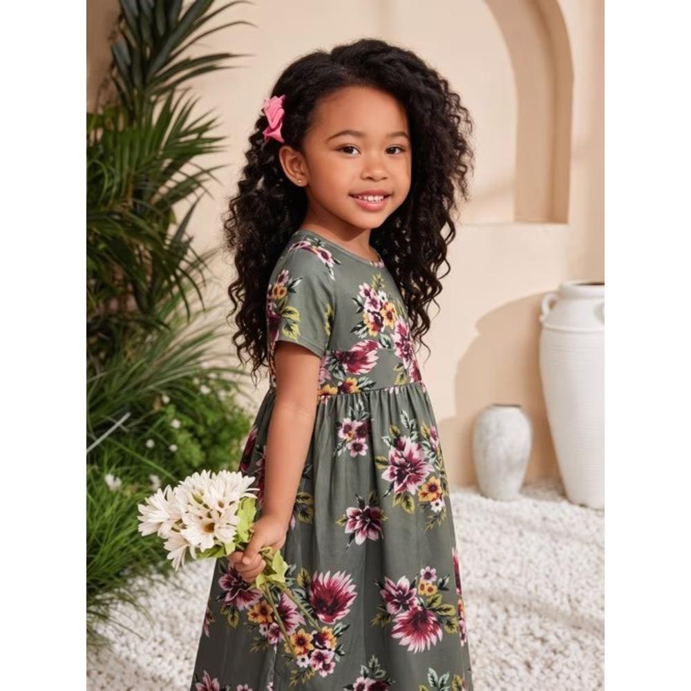 Girls 3D Print Dresses Kids Girl Party Short Sleeve Princess Dress Tank 3D Butterfly Print Dress