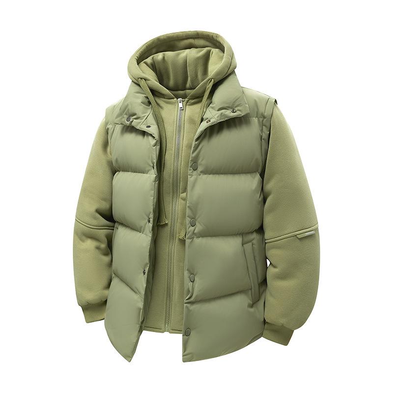 Unisex Color Block Cotton Jacket: Warm Hooded Coat for Autumn/Winter