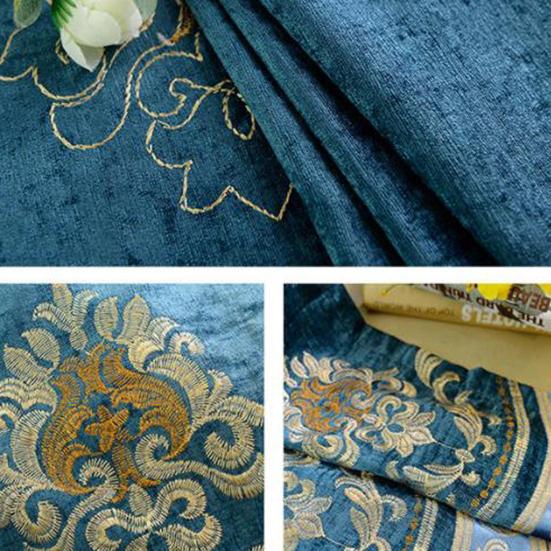 2PCS European-style Chenille Embroidered Thickening Blackout Curtains High-grade Living Room Bedroom Balcony Floor-to-ceiling Windows Nordic Curtains