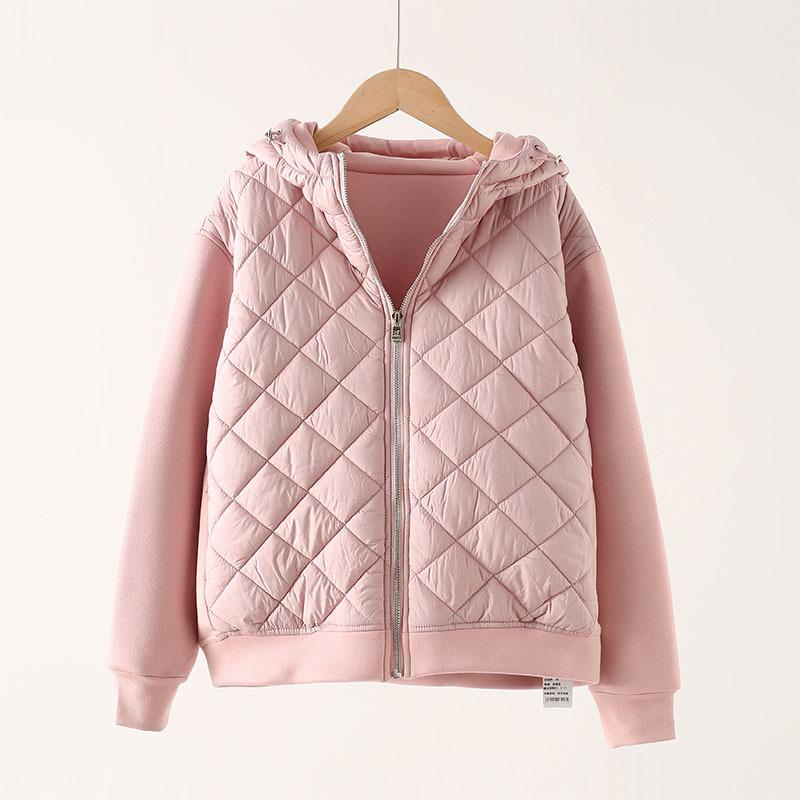 

Зимнее пальто для девочек: Теплый, Свободного кроя, На флисовой подкладке, Корейский стиль для детей старшего и среднего возраста 140 розовый