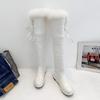 Damskie buty śniegowe zimowe na płaskiej podeszwie wygodne wodoodporne stołowe duży rozmiar ciepłe pluszowe kozaki do kolana