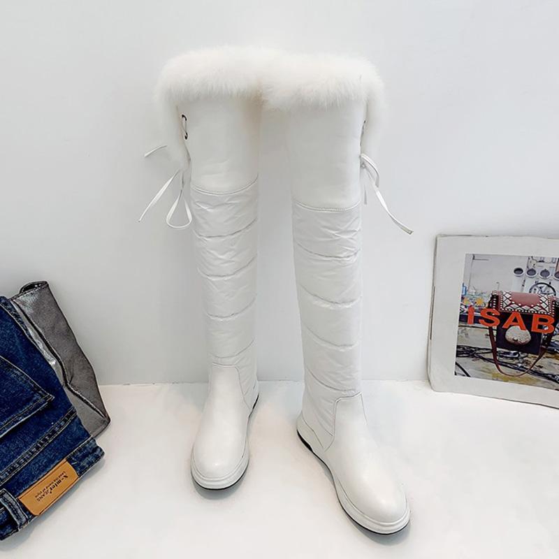 Cizme de zăpadă pentru femei iarnă cu talpă plată confortabile impermeabile tabel mărimi mari călduroase pluș cizme până la genunchi